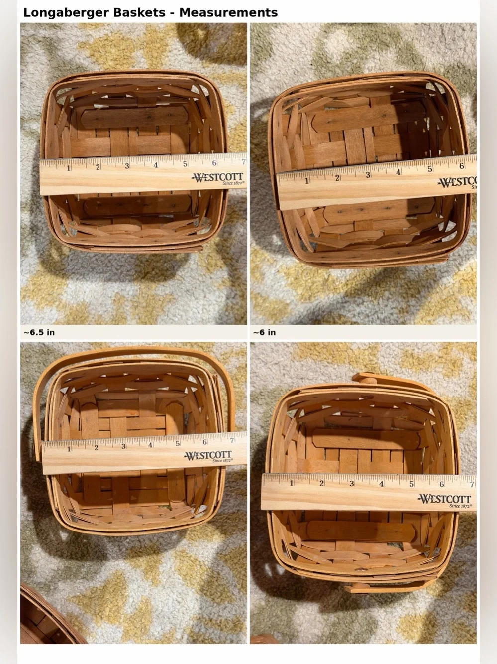 Longaberger Brown Woven Basket Set with Lined Fabric Basket